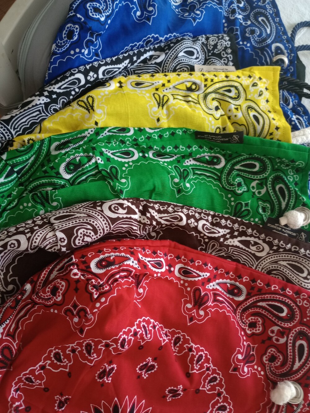 Womenโs Paisley Bandana Skirt - Red, Green, Blue, Yellow, Black, Brown